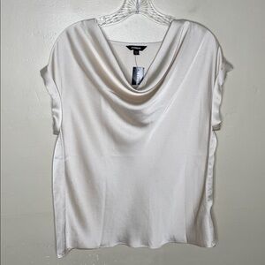 EXPRESS Champagne Swag Neck Elevated Basic Corporate Career Blouse NWT Medium